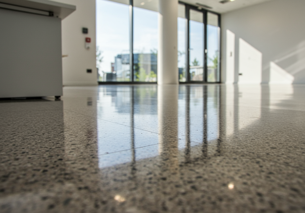 Government and corporate cleaning team preparing a polished lobby for inspection